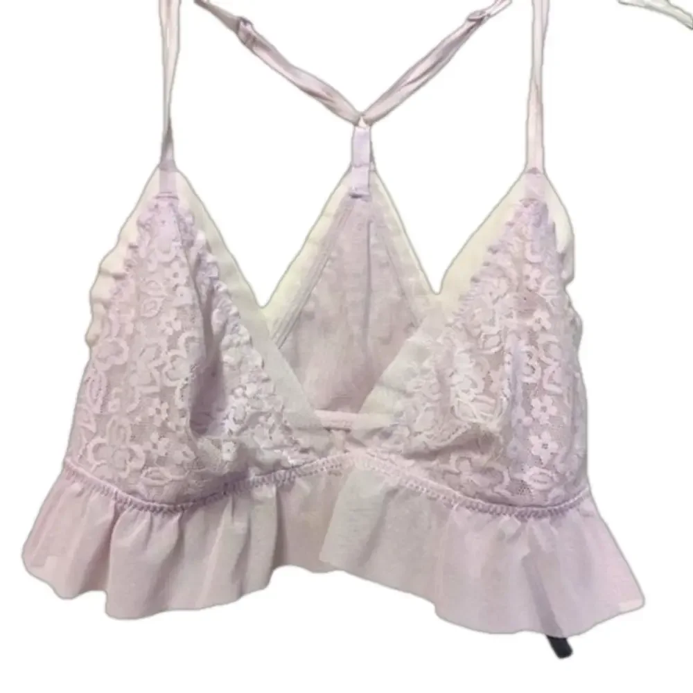 Aerie Lilac Purple Lace and Chiffon Triangle Bralette Racer back S